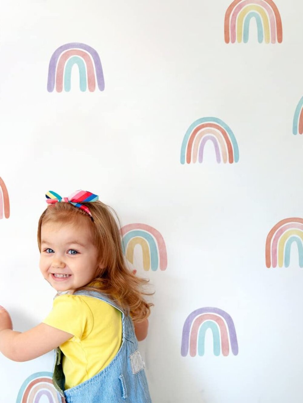 Small Pastel Rainbow Wall Decals for Playroom, Peel and Stick
